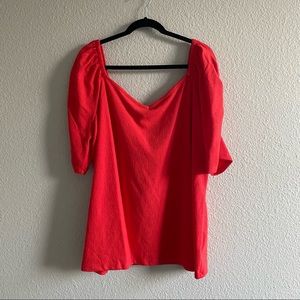 Ava & Viv Red Puff Elbow Sleeve Blouse